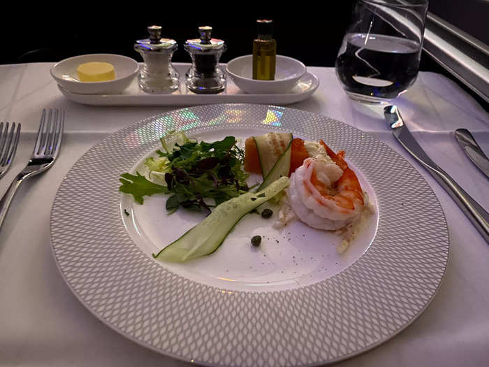 After getting back on the plane for the final leg, I ordered a king prawn as my lunch appetizer.