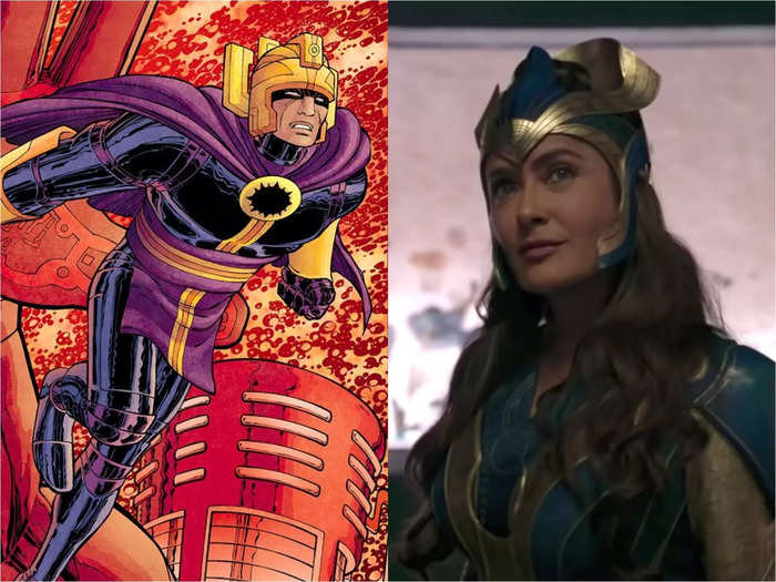 The leader of the Eternals is Ajak, who has healing abilities. In the comics, Ajak is a man, while the MCU version is played by Salma Hayek.