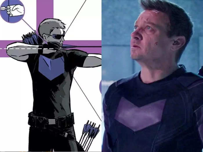 We finally got a more comics-accurate purple costume for Jeremy Renner