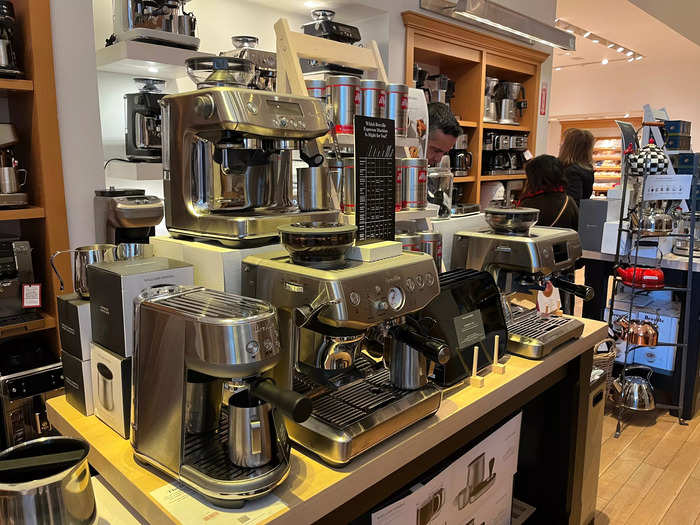 The espresso machines were some of the most expensive kitchen items I came across in the store.