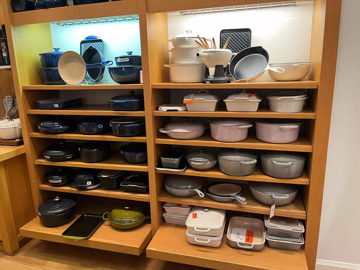 There were also lots of colors of Le Creuset cast-iron cookware to choose from.