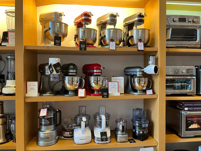 The first section I walked past featured a beloved kitchen classic and wedding-registry staple: the KitchenAid stand mixer.