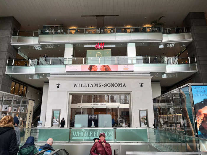 I visited a two-story Williams Sonoma store located inside The Shops at Columbus Circle in New York City.