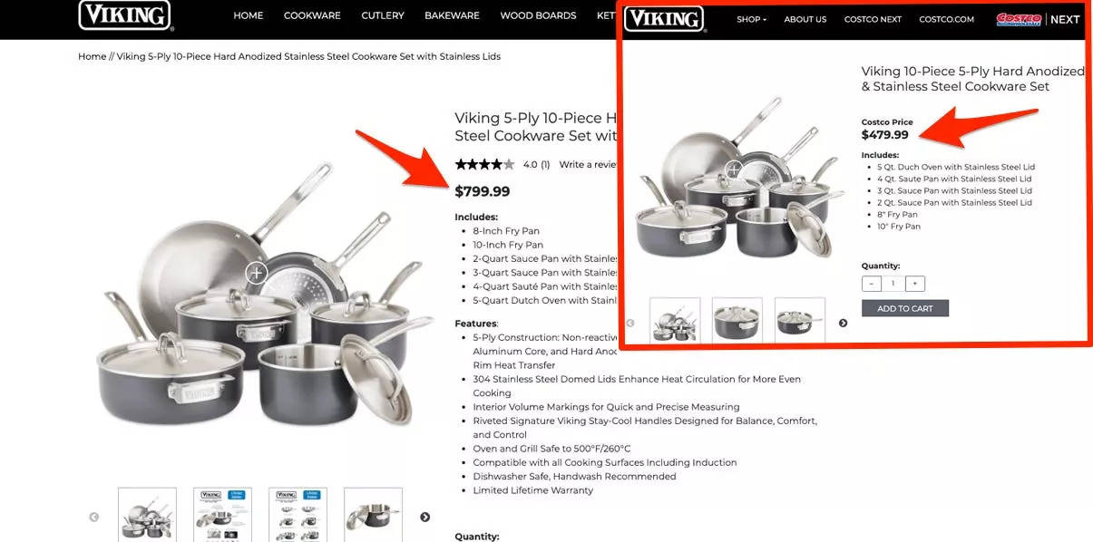 $800 cookware set being sold for $480 at Costco