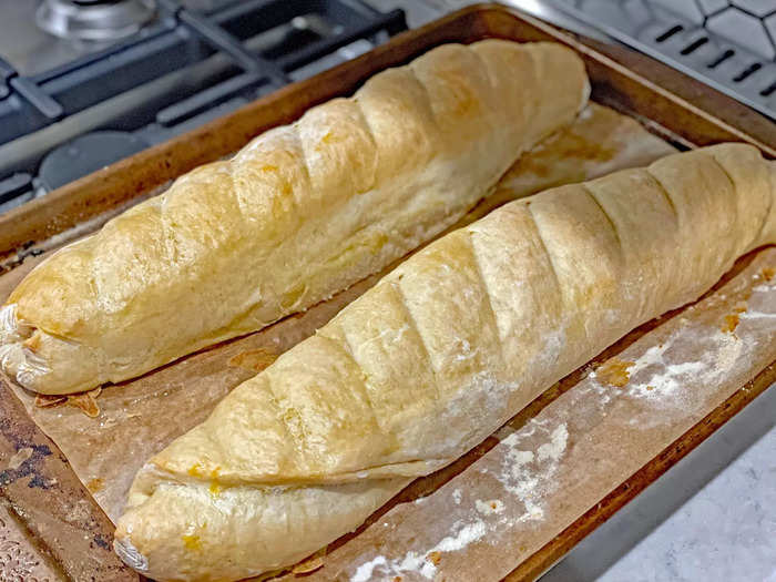 Remove the bread from the oven, get it off the cookie sheets, and enjoy.