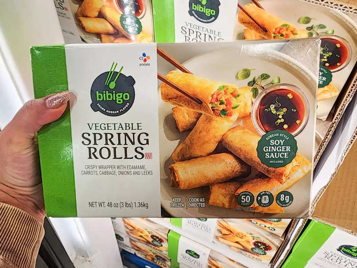 The Bibigo vegetable spring rolls are crunchy on the outside and soft inside.