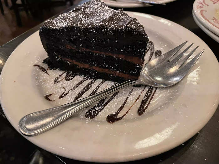 The chocolate-layered cake was out of this world.