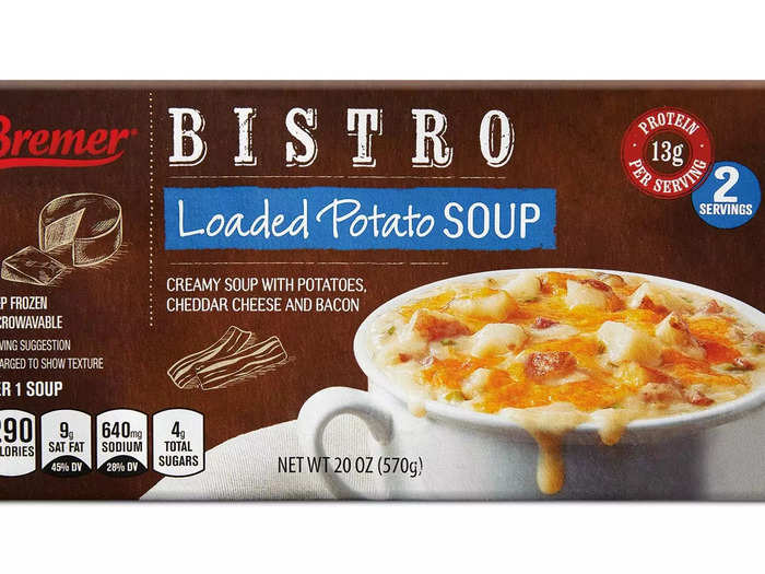 Stay warm on crisp spring days with Bremer loaded-potato or tomato soups.