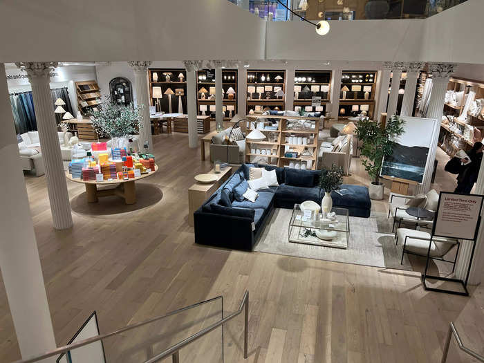 Downstairs, the lower level of the store focused on home decor with light fixtures, rugs, bedroom furniture, and other furnishings.