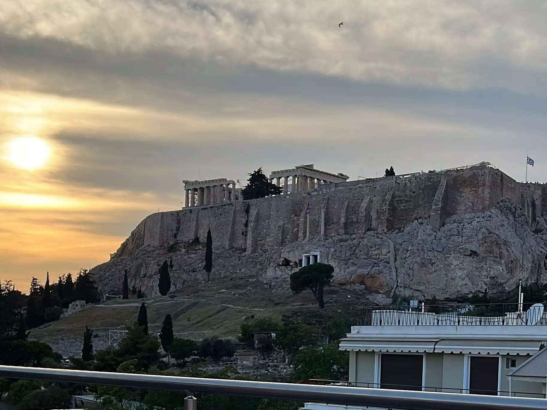 the acropolis in downtown athens