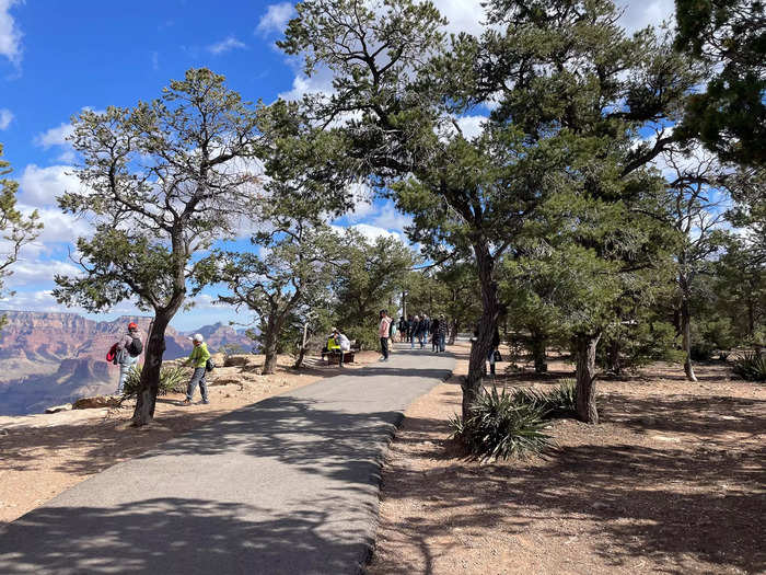 I spent about an hour walking a segment of the Rim Trail, a paved path that gives visitors a view into the canyon. 