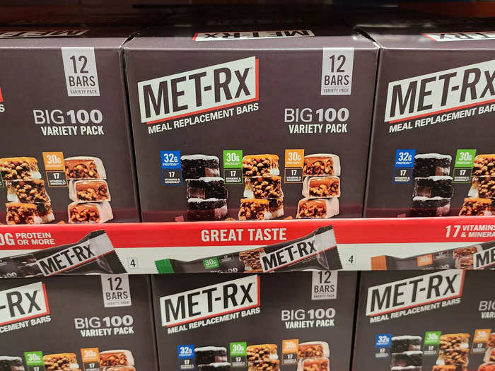 The Met-Rx meal-replacement bars come in handy when you