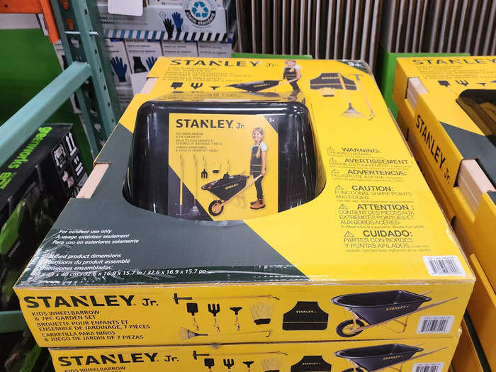 The Stanley Jr. wheelbarrow and garden set is a fun kids