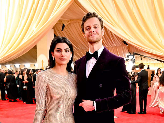 Jack Quaid and Claudia Doumit, who costar on "The Boys," made their red-carpet debut in elegant fashion.