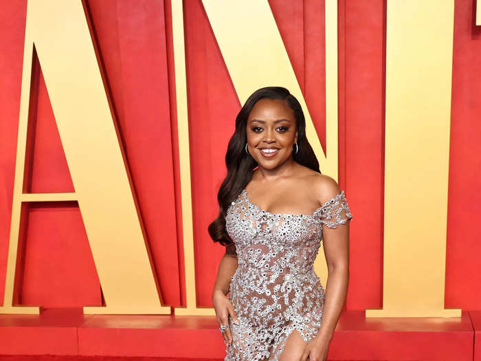 Quinta Brunson wowed in a silver gown with a thigh-high slit.