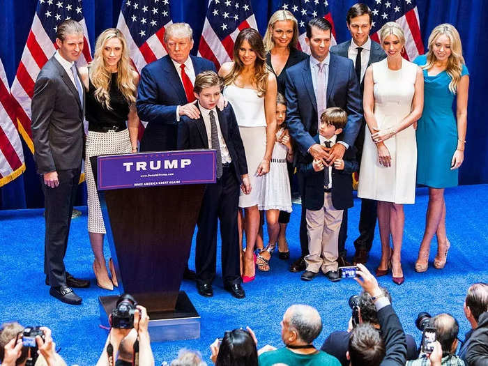 June 2015: Eric and Lara joined the rest of the Trump family as Donald Trump announced his presidential run.
