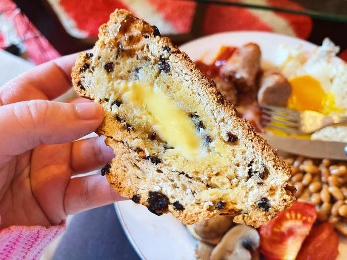 I also tried soda bread for the first time. I toasted it and spread a little bit of the Irish butter on top.