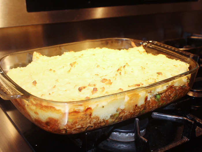 I wanted to have a deep-golden crust on the mashed potatoes, so I let the pie cook a bit longer than the recipe suggested.