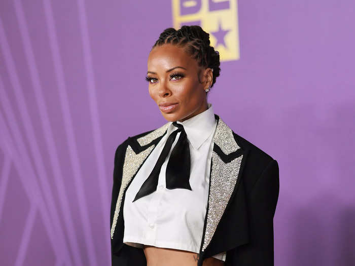 Eva Marcille was daring and glamorous in a cropped shirt and blazer, which she paired with a sequinned skirt. 