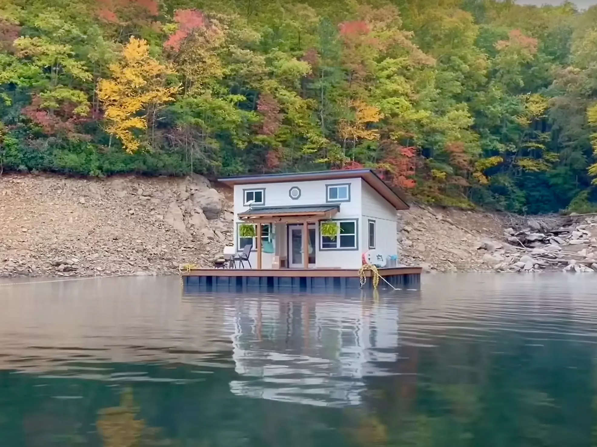 The couple built a floating home in the middle of a lake in North Carolina.