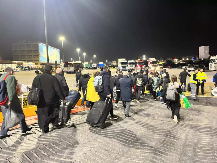 Disembarkation in Athens at night was easy, but finding a ride was not.