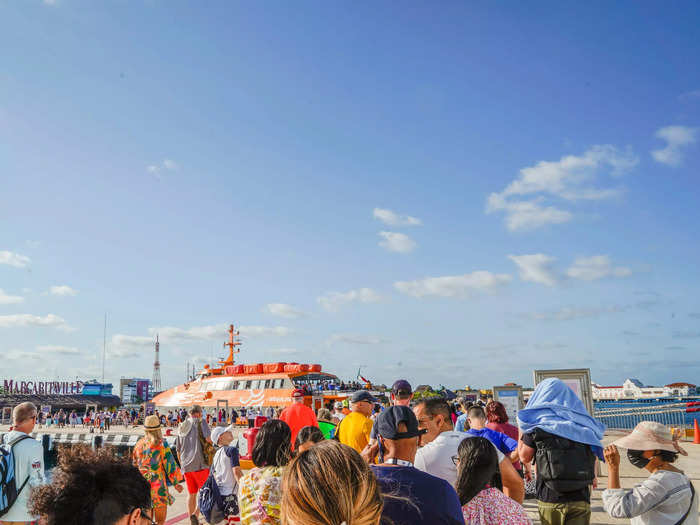 The lines continued at each port, crowded with others excited to begin their tours.