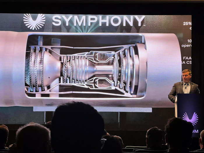 Instead, Boom is building its own engine for Overture called the Symphony. It is expected to run on 100% sustainable aviation fuel, or SAF.