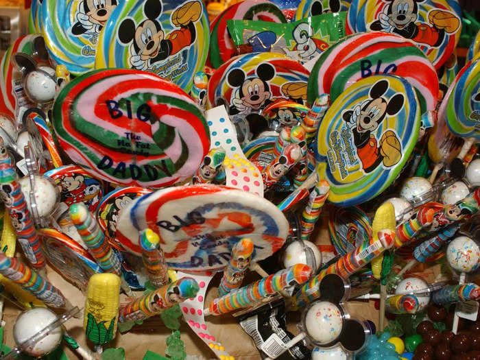 If you wanted a sweet treat while shopping, there were multiple kinds of Mickey Mouse lollipops available.