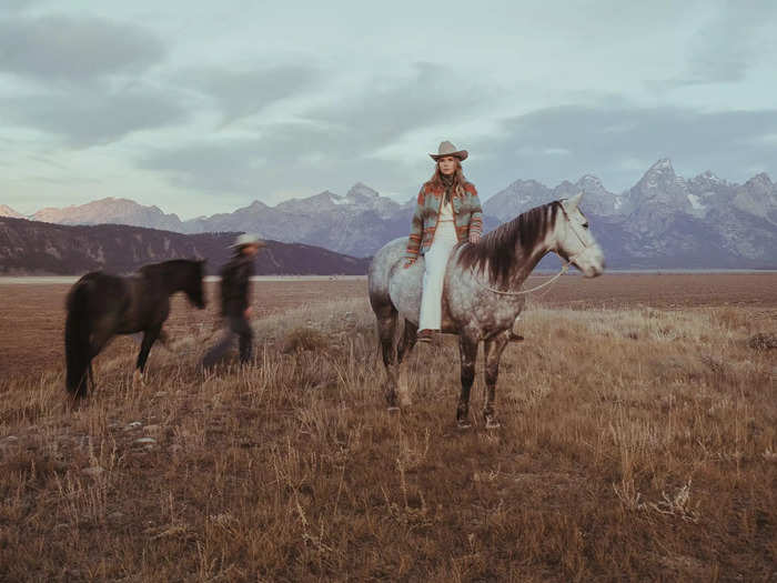 In this image taken in Grand Teton National Park in Wyoming, the couple looks straight out of the show "Yellowstone."