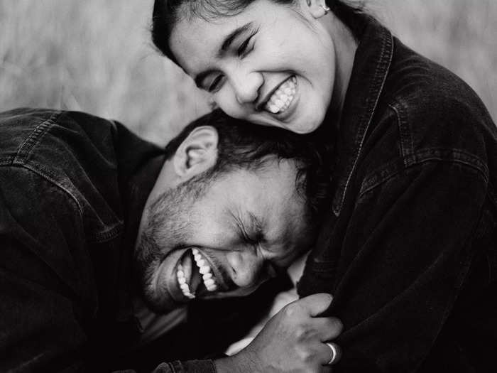 So can sharing a laugh with your fiancé, shown in this snap taken in Bali.