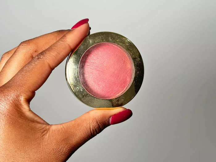 I love the glowy finish of the Milani baked blushes.