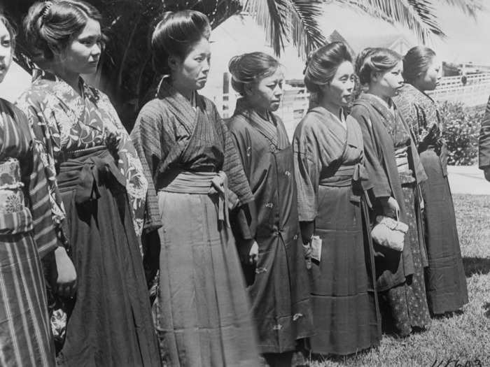 Another key part of American society was the impact of immigration. Shown below are Japanese "picture brides" who immigrated to the US in 1920 to marry American men.