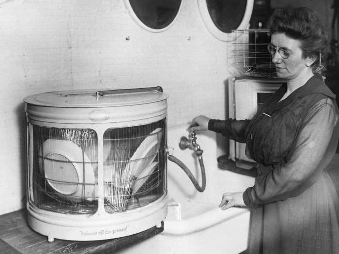 Many women worked as homemakers. Their lives were slowly made easier by new technologies, like the dishwasher.