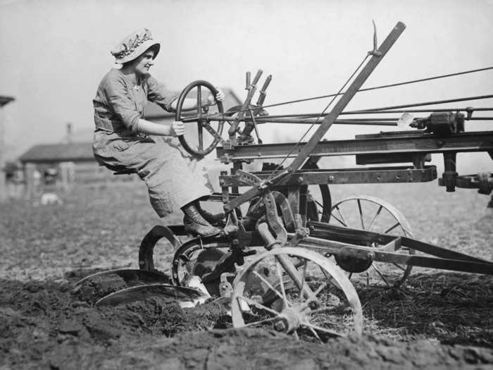 This young woman in 1925 was operating a plow.