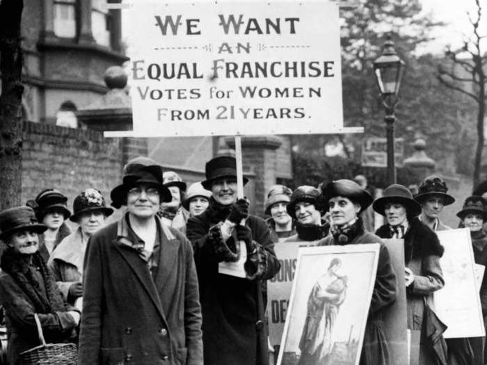 Women in London also protested for their right to vote.