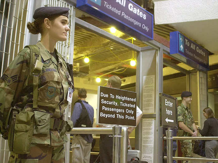 After 9/11, only ticketed passengers were allowed through security to the gates.