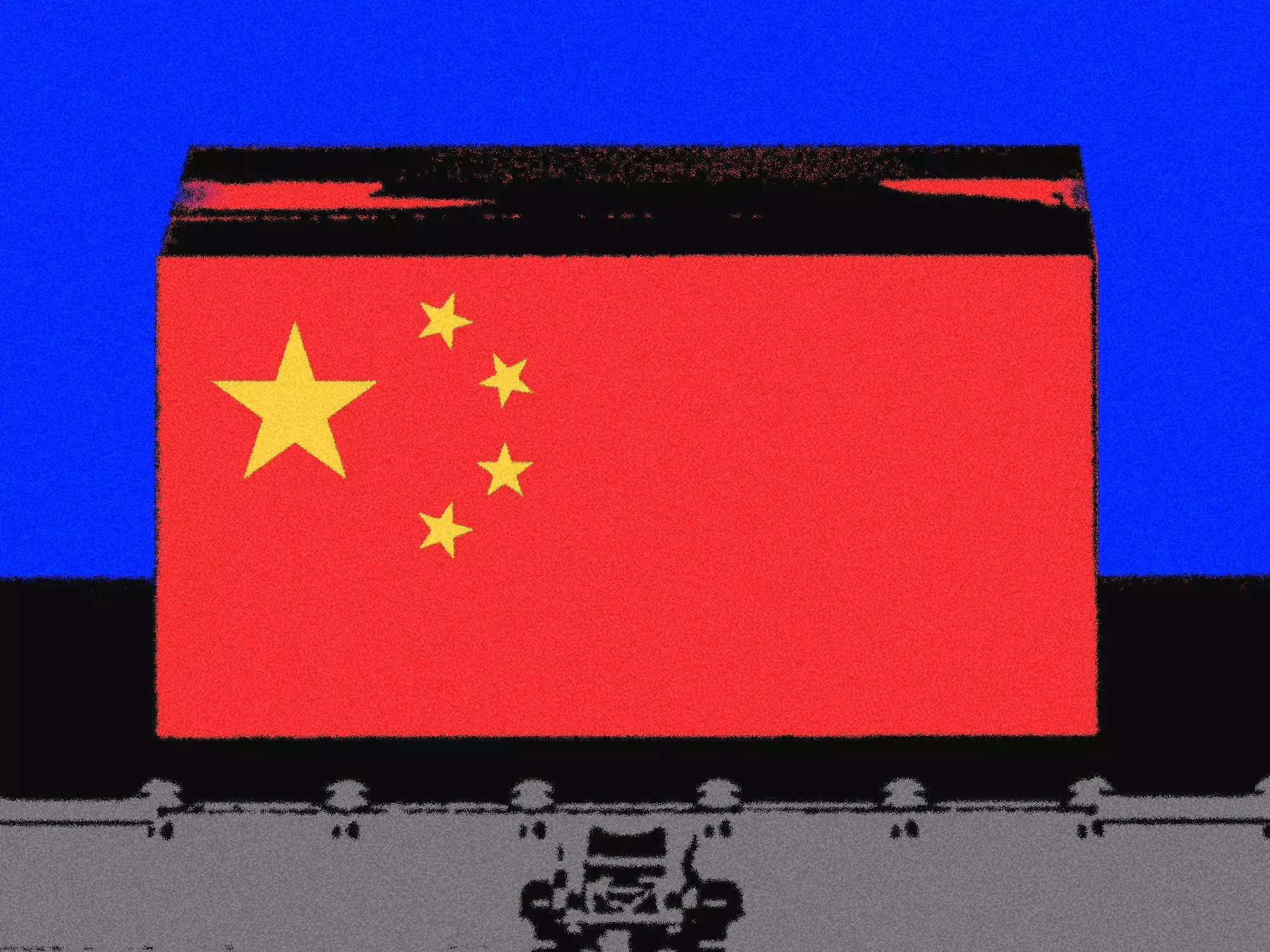 A box on an assembly line with the China flag on it