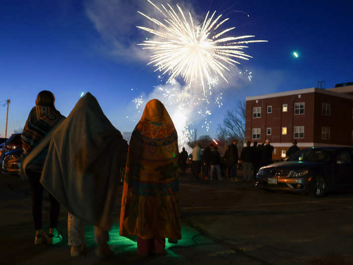 A fireworks show was held in the main square on Sunday.