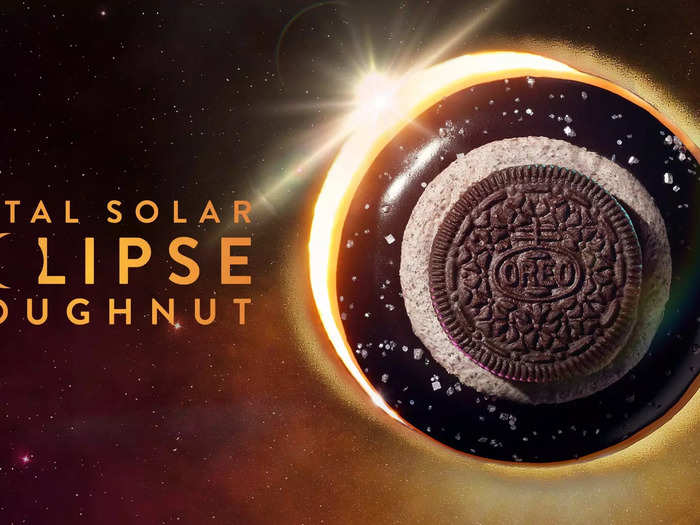 Larger brands are also cashing in on the space theme. Krispy Kreme has released a Solar Eclipse Donut, which is available until the end of Monday.  