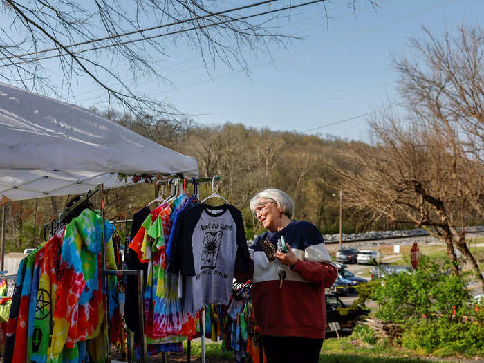 T-shirts on sale in Makanda, Illinois, which is at the crossroads of the 2017 and 2024 eclipses, experiencing full totality for both.