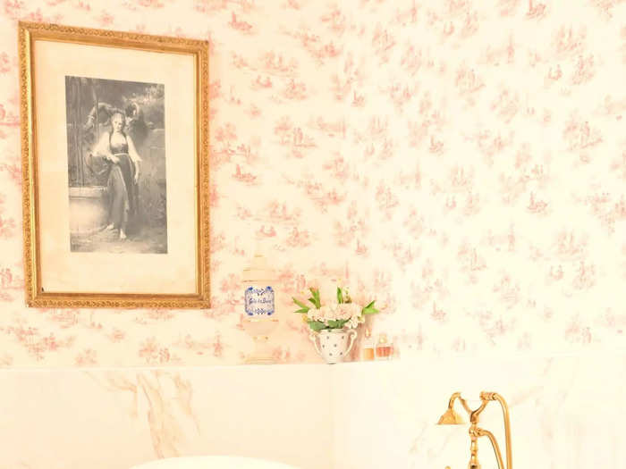 The most expensive is the Chambre toile de Jouy, which has a gold bathtub and views of a park.