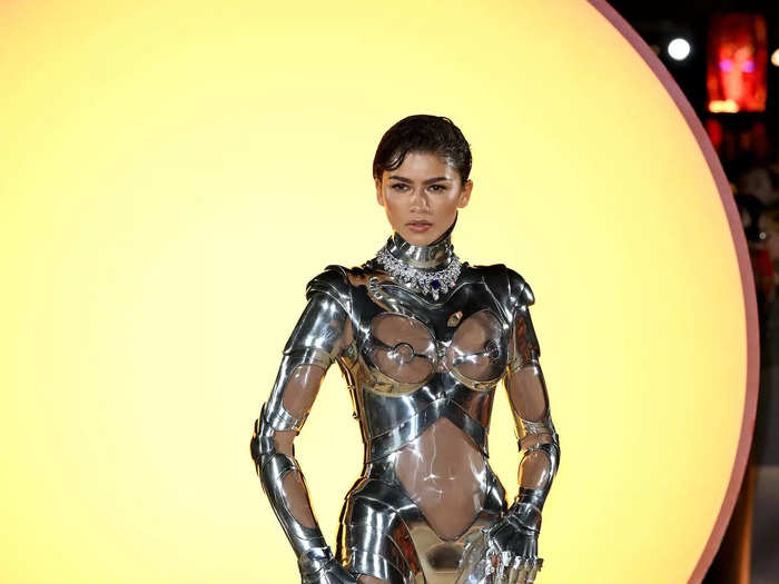 Zendaya stunned at the London premiere of "Dune: Part Two" in a metal suit — but she almost didn