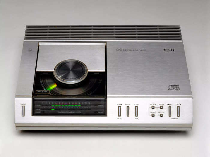 1982: The first compact disc (CD) player hit the market and changed the way people listened to music.