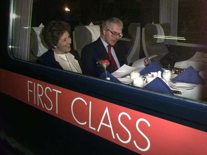 In 1997, British Prime Minister John Major and his wife, Norma, ate a meal in first class as they rode a train from King