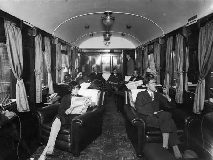 First-class lounges looked more like living rooms aboard the London, Midland, and Scottish Railway in 1928.