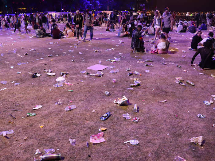 At the end of each day, the festival grounds are littered with trash.
