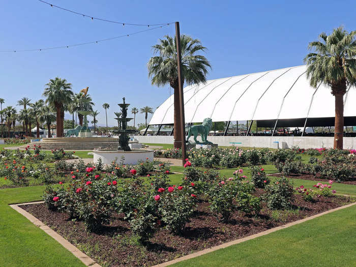 The fenced-off area is located next to the Mojave stage.