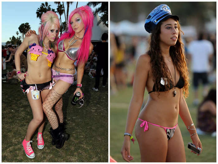 Some attendees chose bikinis and big accessories for the festival in 2011.