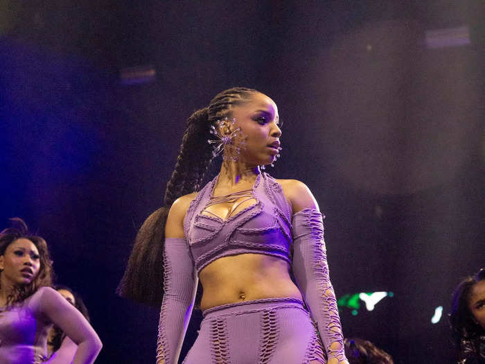 Chlöe Bailey performed in a crop top and daring pants.