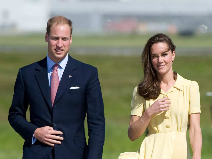 In 2011, Kate Middleton wore a yellow Jenny Packham dress that almost rode up while she was walking.